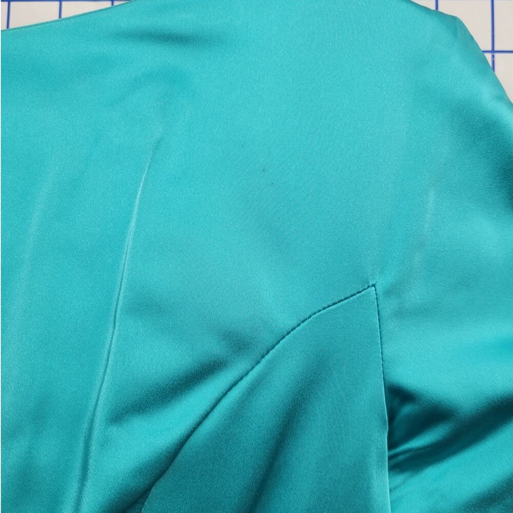 Vintage 50s 60s Satin Blue Boatneck Cocktail Dress Elegant Timeless Style - Picture 8 of 16
